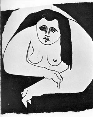 Woodcut 'Woman at the Window'